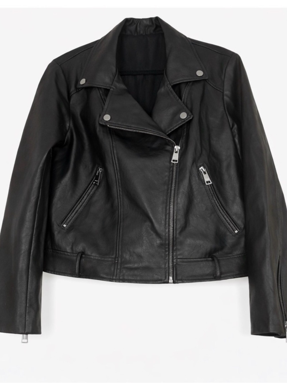 Elodie Black Leather Moto Jacket - Women's